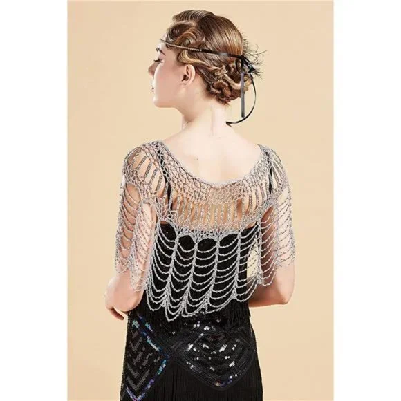 1920S Shawl Wraps Silver